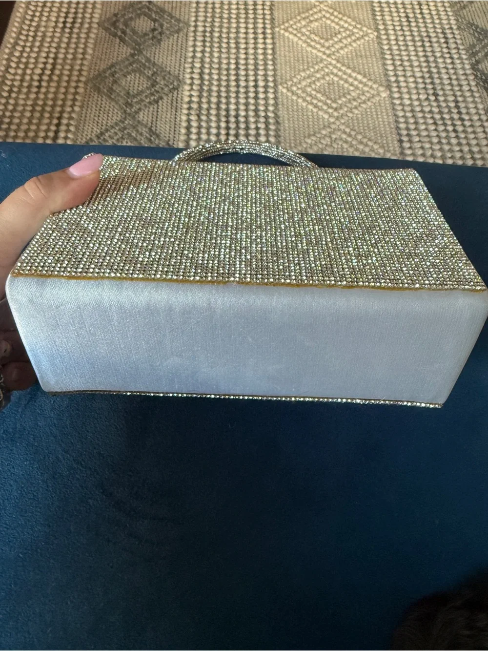 Silver Crystal Evening Top-Handle Bag